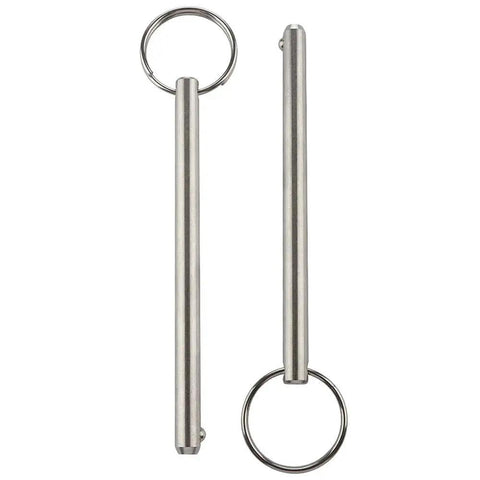 2 Pack Quick Release Pin Diameter Five Sixteenth Inch Eight Millimeter Overall Length Four Point Seven Two Inches Usable Length Four Point One Three Inches Marine Grade Three One Six Stainless Steel Ideal For Bimini Tops Boat Tops Deck Hinges And Support.