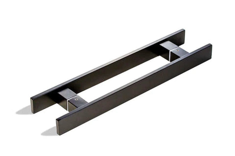 32 Inch Two Sided Stainless Steel Modern Entry Door Handles Matte Black Painted Finish External Internal Pull Push Bar Rectangle Flat Bar