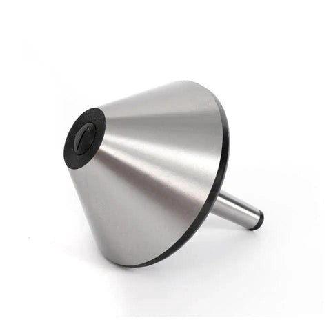 Side view of Bull Nose Live Center MT2 Morse Taper for lathe, 4.66 inch diameter, 120mm, 75 degree angle, heavy duty machining accessory