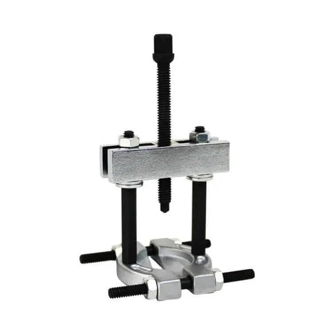 Mini Bearing Separator Kit 6 Piece Bearing Puller Set With Jaws Thrust Screw Extension Rods And Yoke Pro Grade Heavy Duty Wheel Bearing Splitter Tool installed view