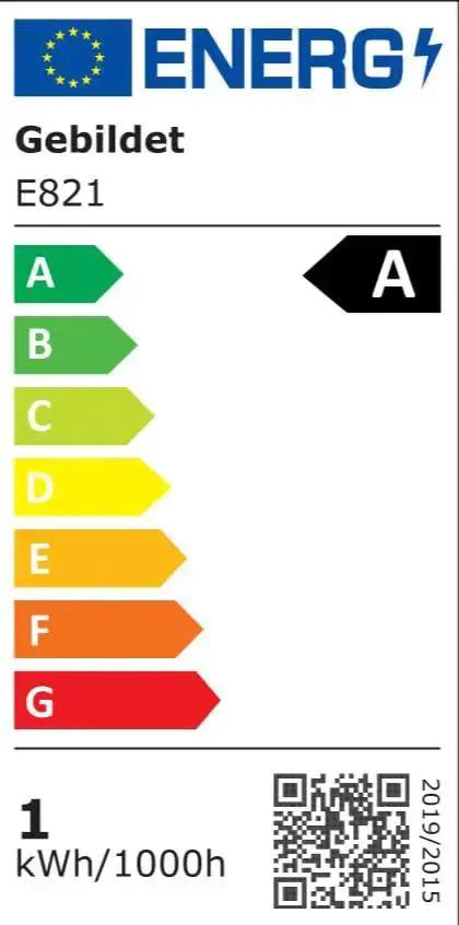 Energy efficiency label with 'A' rating, green to red scale, European Union logo and QR code.