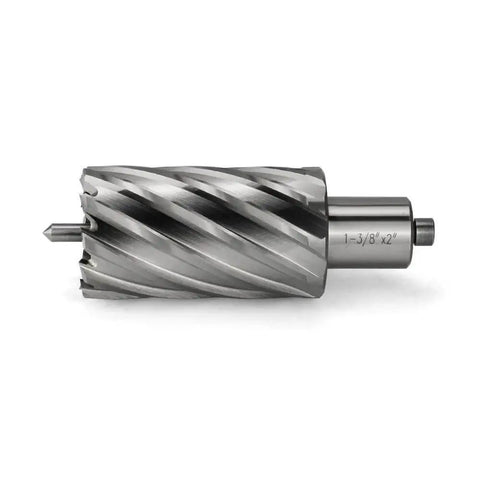 Annular Cutter Set For Magnetic Drill Press HSS Slugger Bits Three Quarters Inch Weldon Shank One And Three Eighths Inch Cutting Diameter Two Inch Cutting Depth Kit For Tough Metal Drilling