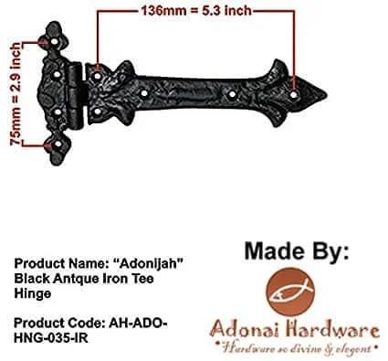 Antique Cast Iron Strap T Hinge 7.9 Inch Two Pack Matte Black For Barn Doors Gates Kitchen Cabinets Sheds Wooden Box Furniture Cedar