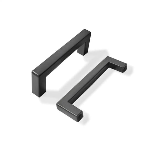 30 Pack 3 Inch Center To Center Solid Matte Black Cabinet Pulls Slim Square Bar Drawer Handles shown in close-up view