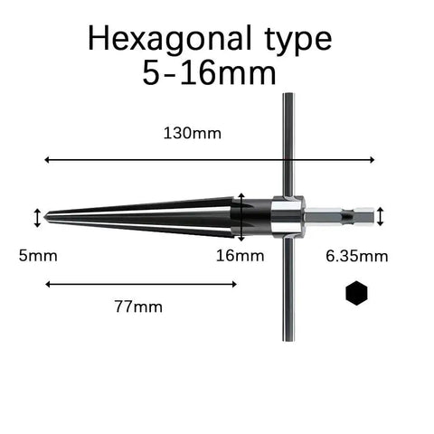 T Handle Tapered Reamer Tool For Woodworking With Six Flute Chamfering Reamer Electric And Manual Hole Opener hexagonal 5-16mm
