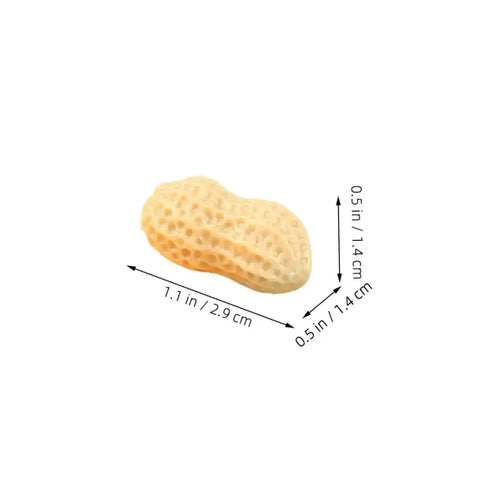 Single peanut-shaped piece from 20 Pcs Resin Mini Food Toys Nuts Set For Dollhouse DIY Crafts, showing size dimensions.