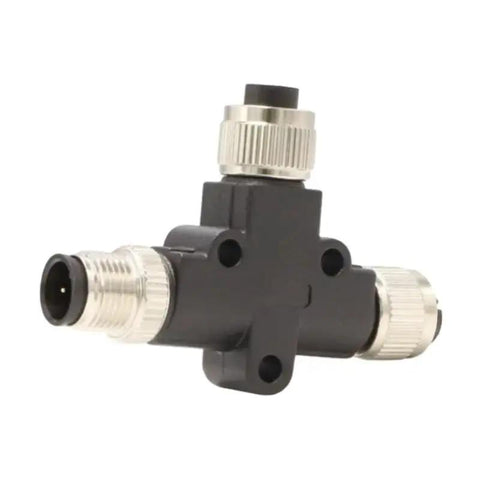 M12 T Type Connector A Code Male To Female Unshielded IP67 Waterproof Field Wired Sensor Plug Adapter, front view