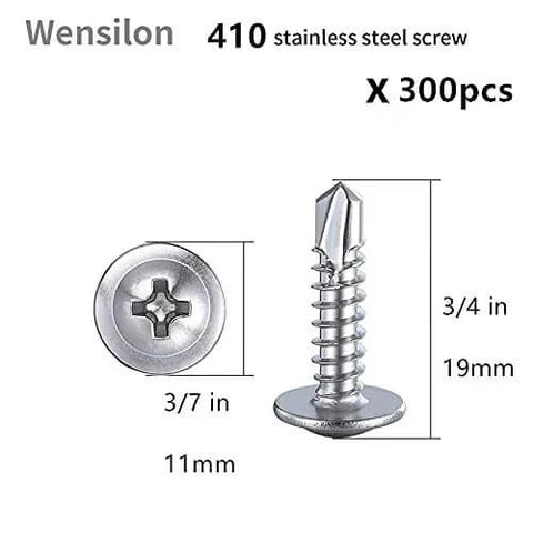 Wensilon 410 stainless self-tapping screw, #8x3/4 in, truss head, sheet metal, front view, 300 pcs