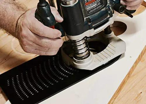 Circle Cutting Router Jig With Pro Grade Precision used on wood, showcasing 256 circle sizes on industrial grade polycarbonate.