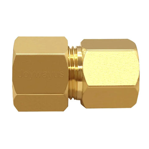 Joywayus brass compression tube fitting, 3/8 in tube OD to 1/4 in compression female union, pack of 3.