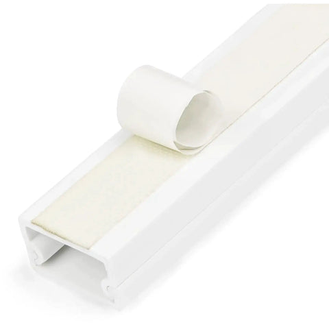 Easy Cable Management Raceway With Adhesive Tape And Cover For Hiding Power And Data Cords, Three Quarters Inch Wide By Three Eighths Inch