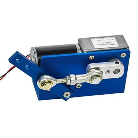 12V DC Linear Actuator for DIY Projects with 90 Degree Stroke, visible motor and linkage, adjustable speed and torque setup