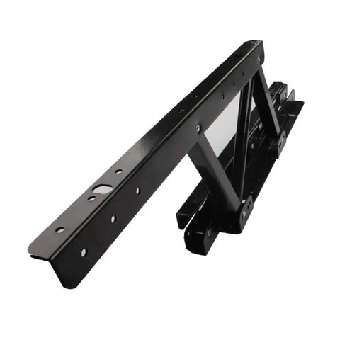 Side view of black metal Folding Spring Hinge For Tables And Desks, Two Pack Heavy Duty Furniture Lift Mechanism for support and space-saving.