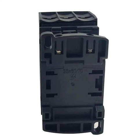 Front view of a Three Phase AC Electric Magnetic Contactor 32A 220V Coil With Three Poles Three Normally Open Contacts, black housing