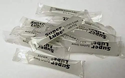 10 Pack Multi Purpose Synthetic Grease With PTFE Dielectric Lubricant, USDA Approved Food Grade Safe, 1 ml tubes on display.
