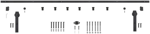 96 Inch Bent Strap Barn Door Hardware Kit In Satin Nickel With Steel Construction And All Mounting Hardware For Doors Up To 48 Inches Wide