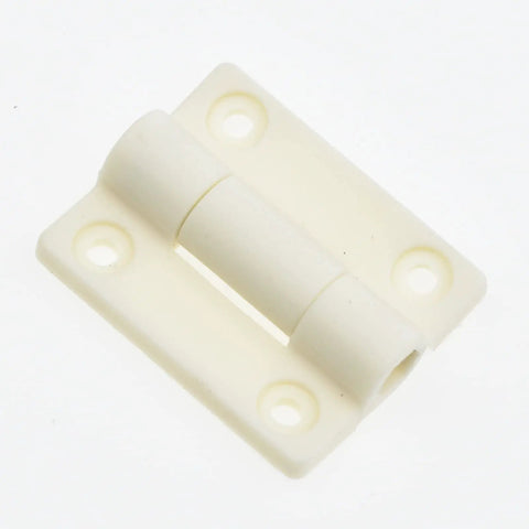 Two Pack Folding Door Hinge Set With Serious Damping And No Fuss Install Adjustable Stop Torque Buffer And Positioning For Cabinets Or Closets 72x56x19mm White Plastic Hinge Pre Drilled Countersunk Holes, top view