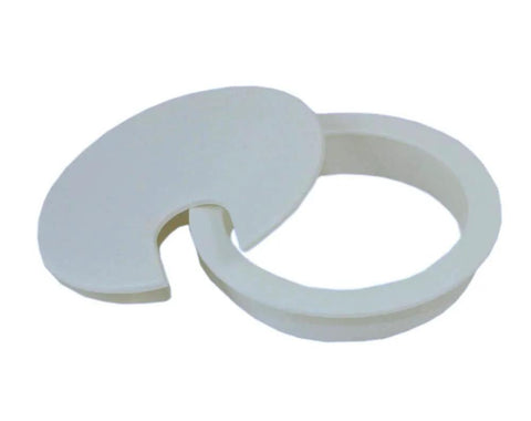 3 Inch White Round Wire Management Grommet with Removable Lid for Cut Hole Size 3.0 Inch Inside Diameter 2.77 Inch Pass Through