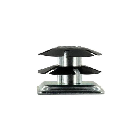 Side view of Double Star Threaded Caster Inserts In Heat Treated Steel For 1-1/2 Inch Square Tubes 16-18 Gauge With 3/8-16 Thread
