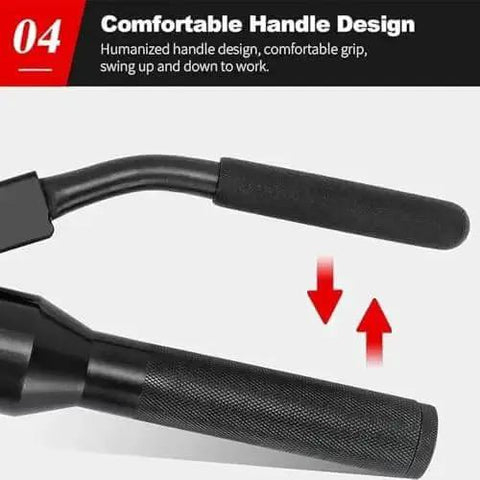 Close-up of comfortable handle design of Hydraulic Knockout Punch Kit With Manual Hole Cutter Set for Electric Conduit.