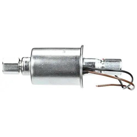 Side view of Universal 12V Inline Diesel Fuel Pump For Beefy Diesel Installations, OE Heritage Quality with wiring.