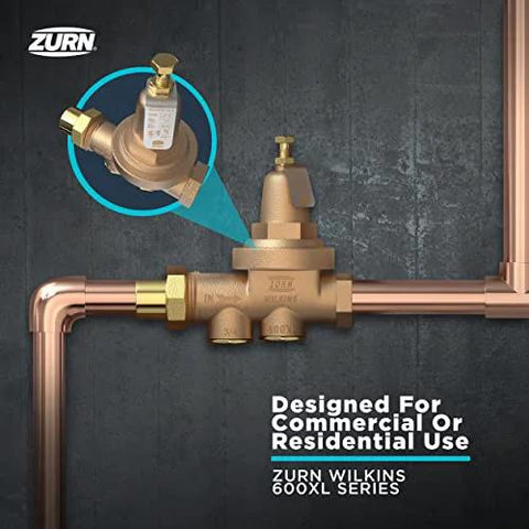 Zurn Wilkins 600XL 2-in pressure reducing valve, brass body with copper piping.