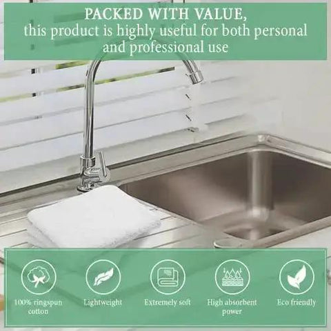 100 Percent Cotton Terry Cleaning Rags 14 By 17 Inches White Pack Of 60 Soft Large Multipurpose Towels on kitchen sink
