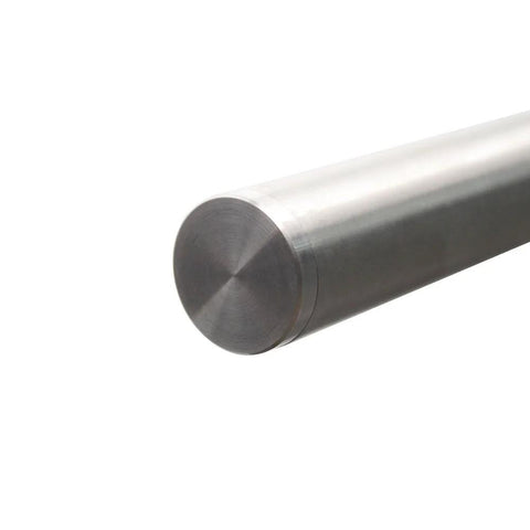 Ten Foot Stainless Steel Sliding Barn Door Hardware Kit With Double Track And Top Mounted Rollers, end view of steel rail