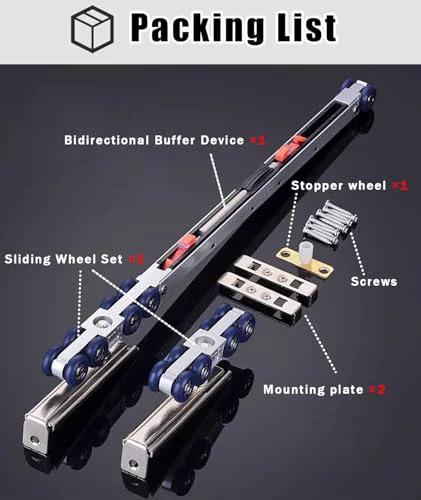 Ultra Smooth Soft Close Aluminum Sliding Door Track Kit With 6.2 Foot Bypass Barn Door Hardware Top Hung Rail components