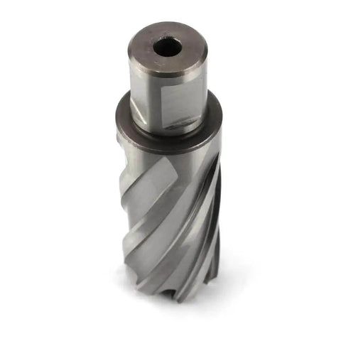 Annular Cutter For Magnetic Drill Press 1-1/16 Inch Diameter With 2 Inch Cutting Depth 3/4 Inch Weldon Shank Two Flats And Pilot Pin Drills Holes Up To Ten Times Faster Than Standard Bits OSCARBIDE close-up