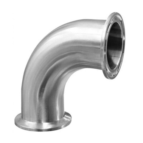 Stainless steel 2 in sanitary ferrule elbow, 90-degree pipe fitting, 64 mm tri-clamp ferrule, pack of 2