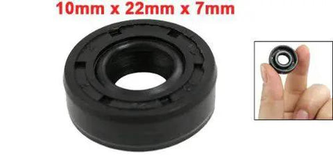 Double Lip Rotary Shaft Oil Seal TC 10x22x7mm Black Rubber with Steel Spring shown in hand