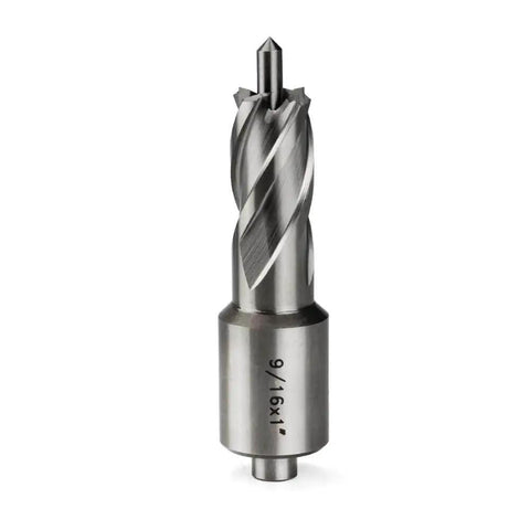 Fast Nine Sixteenths Inch Annular Cutter For Magnetic Drill Press With One Inch Cutting Depth And Three Quarter Inch Weldon Shank Pilot Pin Dual Teeth For Faster Holes In Steel By OSCARBIDE