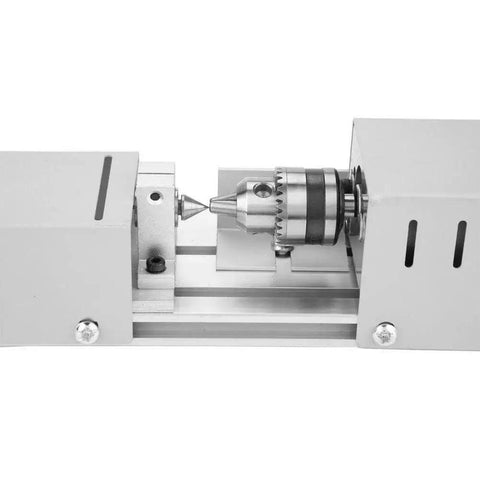 Close-up view of Handy Compact Wood Lathe For DIY Projects In Your Home Workshop Tabletop Mini Lathe For Wood Turning 24V DC 100W 7 Speeds.