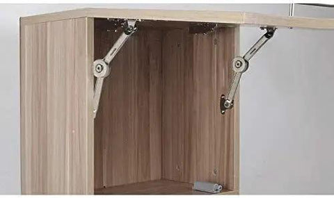 Premium Lid Stay Hinge With 40lbs Capacity Two Pack For Easy Install And Adjustable 75 Degree 90 Degree And 110 Degree Angles installed on wooden cabinet