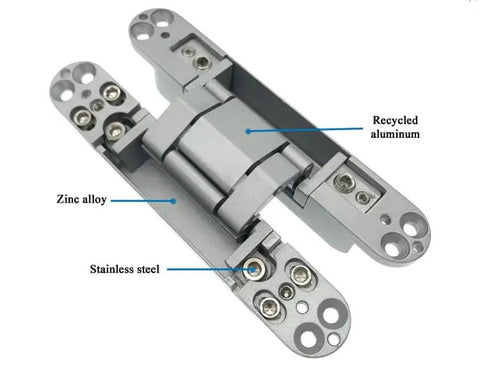Heavy Duty Invisible Concealed 3 Way Adjustable Butt Hinge For Wooden Doors With 180 Degree Opening Zinc Aluminum Alloy 6 By 2.5 By 1 Inch Built To Last Easy Install For Commercial Residential Industrial Doors