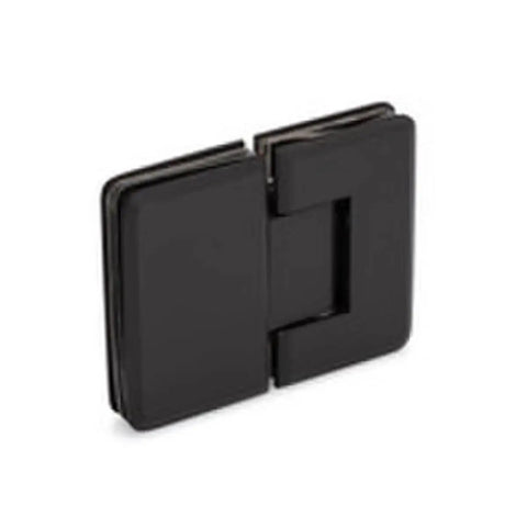 Alt Tag: Heavy Duty Adjustable 180 Degree Glass To Glass Hinge in Oil Rubbed Bronze for frameless shower doors, close-up view.