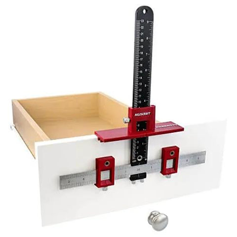 Ultimate Cabinet Jig Bundle For DIYers with jig measuring drawer placement on cabinet front panel