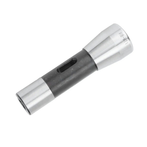 Oblique view of MT1 Reducing Spindle Adapter with Morse Taper Drill Sleeve in premium alloy steel, 114 mm, for lathe use.