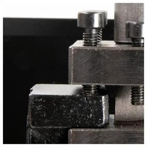 Close-up of Wood Turning Tool Rest and Center for Mini and Bench Lathe with 360 Rotatable Woodturning Rest and Spur Center