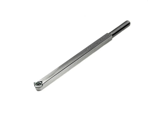 Mid Size 90 Degree Carbide Turning Tool For Acrylic Resin And Hybrid Woodturning On Lathe Pro Grade Stainless Steel Tool With 11mm Carbide Cutter And Negative Rake 9 Inch Shaft And 12 Inch Bright White Handle USA Made