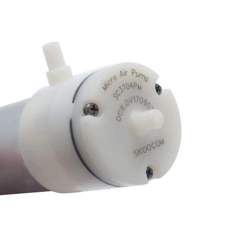 White Eilumduo micro air pump, DC 6V mini aquarium oxygen pump with side outlet