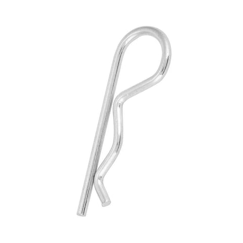 10 Pack Cotter Pins And Hairpin Spring Fasteners Kit For Auto And Engineering Use Galvanized R Clips Retaining Pins 4x75mm Quick Install Hairpin Design Delivers Solid Hold On Clevis Pins And Bolts Great Value For Workshop DIY Projects - Close-up view of a single galvanized cotter pin