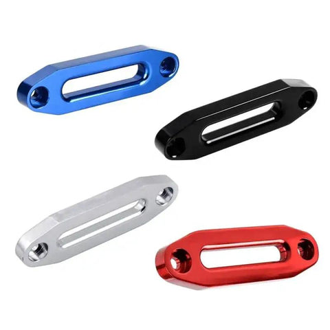 Heavy Duty Hawse Style Winch Fairlead For 3000 To 4000 Lb Winches in black, blue, silver, and red colors.
