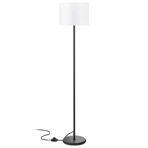 60 Inch Black Floor Lamp With White Shade And Foot Pedal Switch For Living Room, shown standing upright