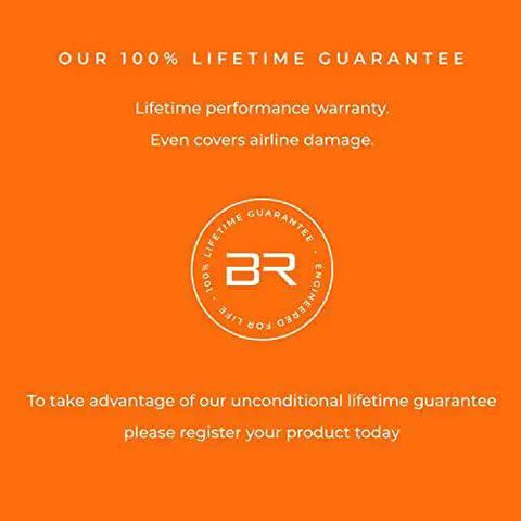 Image of Briggs & Riley's 100% lifetime guarantee text for Large 29 Inch Expandable Spinner Checked Luggage For Travel