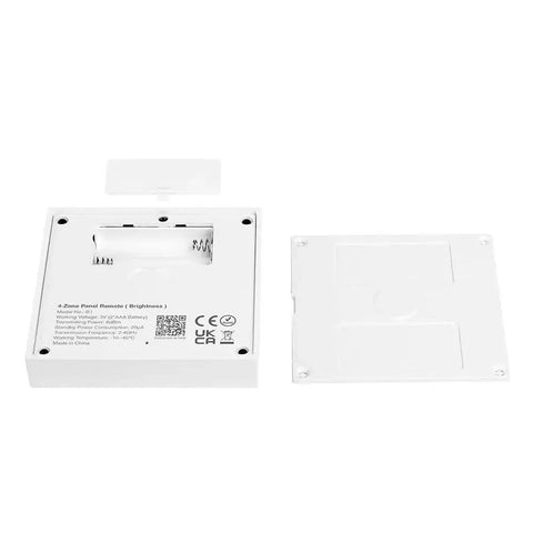 Back view of Four Zone Wireless Panel Remote Battery Powered No Wiring Setup With Magnetic Holder for FUT035W Plus MiLight Series
