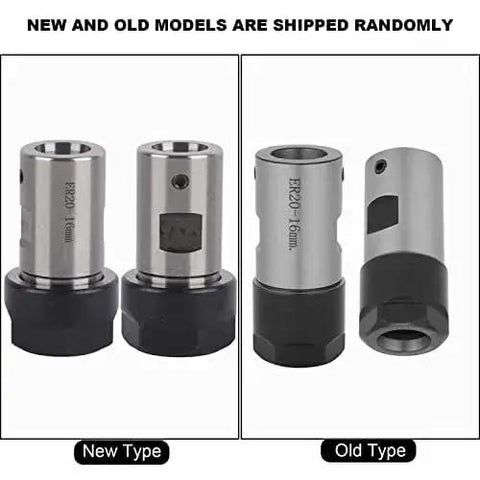 New and old models of Collet Block For CNC Lathe Chuck Holder With 16mm Clamp Rod, ER20 Style High Precision Shaft Clamp Tool shown
