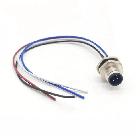 M12 4 Pin A-Coded Straight Male Connector Cable IP67 Waterproof Back-Locking Connector Unshielded PVC Wire 0.5M for Industry