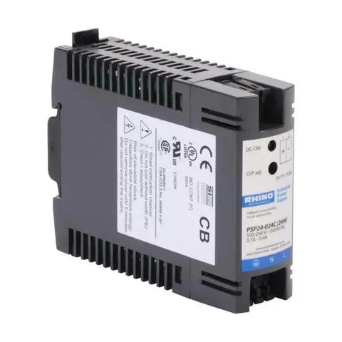 35 mm DIN Rail Or Panel Mount Switching Power Supply 24 V DC Output 1.0 A 100 240 VAC Input Spring Clamp Terminals Plastic IP20